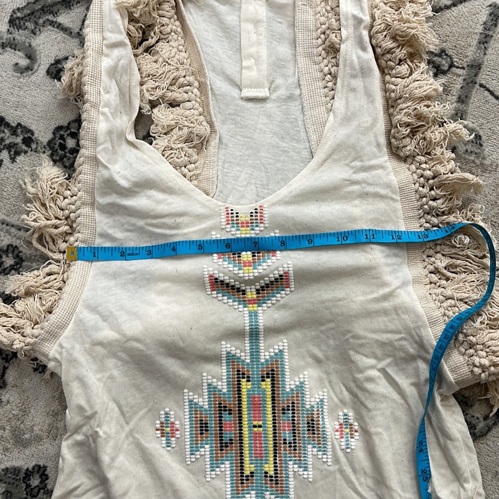 Navajo Boho Fringe Racer Top Sleevless Open Racerback - Picture 10 of 11